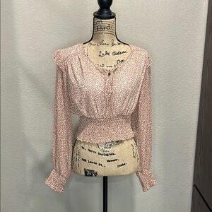 Women's Rust Cheetah Print Smocked Blouse